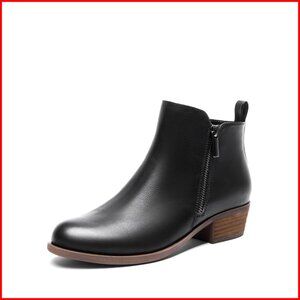 Women's Ankle Boots Low Chunky Heel Side Zipper Booties Shoes